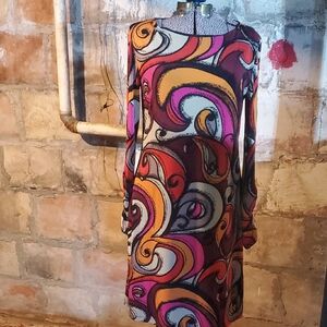 Vibrant Long Sleeve Swirl Dress